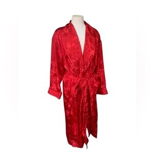 Vntg 90’s gold label Victoria’s Secret red brocade robe with sash size m/l